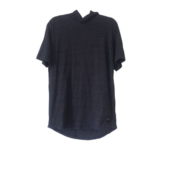 Under Armour Mens Short Sleeve Gray Hooded Shirt Size L Athleisure Lounge Relax - Picture 1 of 6